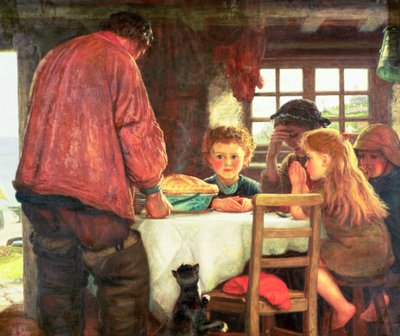Saying Grace or The Skipper and his Crew by Arthur Hughes