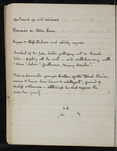 Page from a notebook for The White Company, The Newberry Library Vault Folio Case MS 5116 no. 2 by Arthur Ignatius Conan Doyle