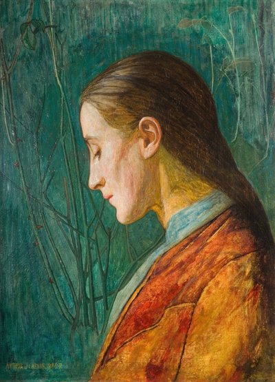 Portrait Of A Reflective Lady by Arthur Joseph Gaskin
