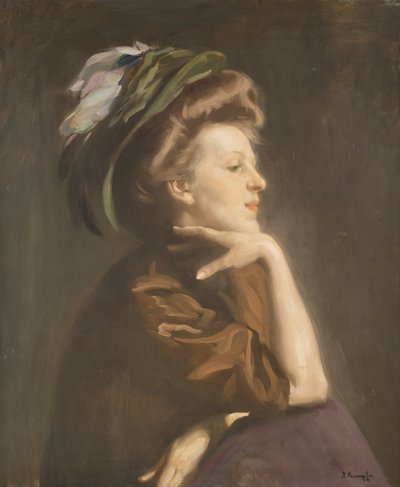 Portrait of a Lady Wearing a Hat by Arthur Kampf