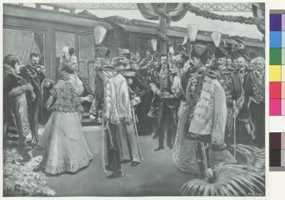 Reception of the Romanian Royal Couple at Station in Budapest by Arthur Lajos Halmi