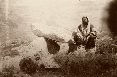 Dolmen and Man, West of Hesban, 1881 by Arthur M. Mantell