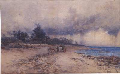 Not Titled (Gathering Seaweed Before the Storm, Sandringham Beach) by Arthur Merric Boyd