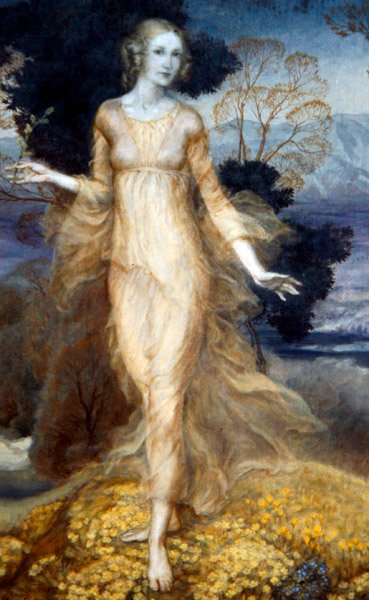 A Young Woman in a Garden by Arthur Rackham