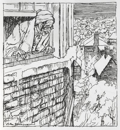A man looking out of a window by Arthur Rackham