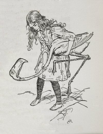 Alice Playing Croquet with a Flamingo by Arthur Rackham