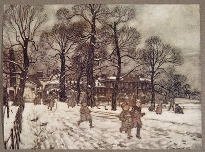 An Afternoon When the Gardens Were White with Snow, from Peter Pan in Kensington Gardens by J. M. Barrie, pub. 1906 by Arthur Rackham