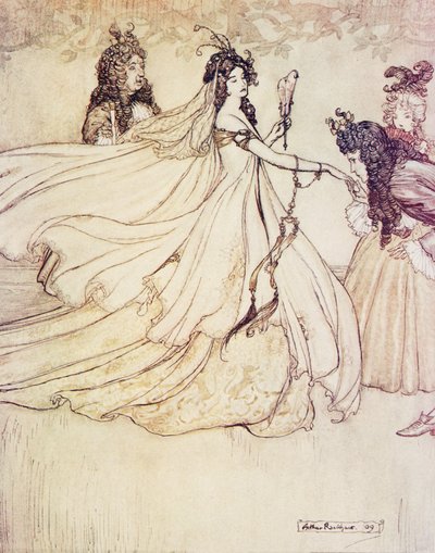 Ashenputtel goes to the ball by Arthur Rackham