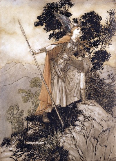Brunhilde, illustration from The Rhinegold and the Valkyrie by Richard Wagner, 1910 by Arthur Rackham