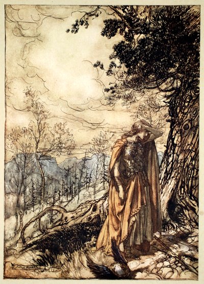 Brunnhilde Stands for a Long Time, Dazed and Alarmed by Arthur Rackham