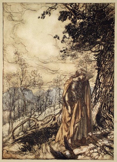 Brunnhilde stands for a long time, dazed and alarmed, illustration from 