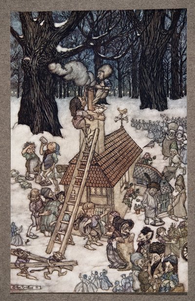 Building the house for Maimie, from Peter Pan in Kensington Gardens by J.M. Barrie, pub. 1906 by Arthur Rackham
