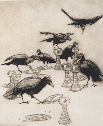 But they said one after another Halloa! Who has been eating off my plate? Who has been drinking out of my cup? by Arthur Rackham
