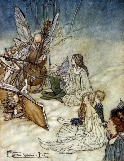 Elves Playing Music (Illustration for The Dream of a Summer Night by William Shakespeare) by Arthur Rackham