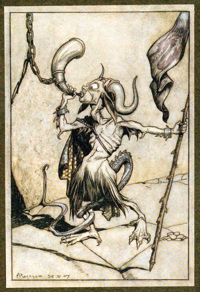 Ere the Horn at the Gate of the Barbican Tower, Was Blown with a Loud Twenty-Trumpeter Power by Arthur Rackham