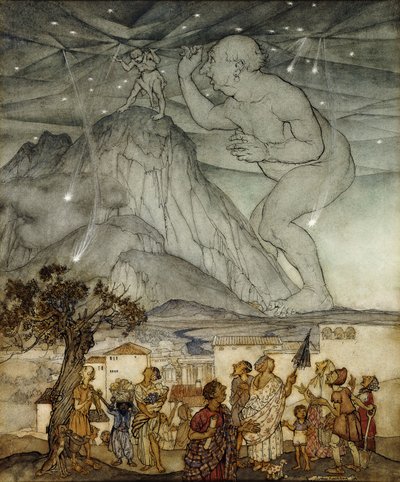Hercules Supporting the Sky Instead of Atlas by Arthur Rackham