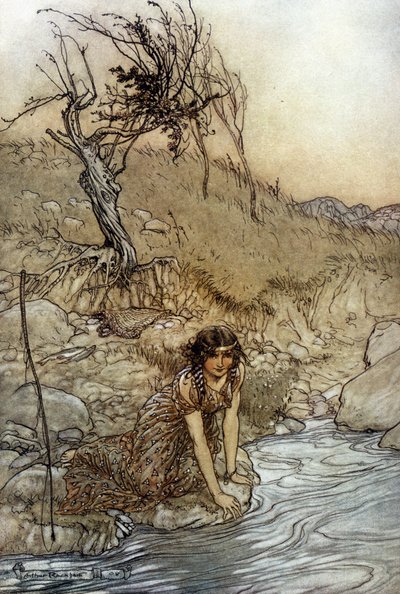 Hermia: Illustration by Arthur Rackham for The Dream of a Summer Night by William Shakespeare by Arthur Rackham
