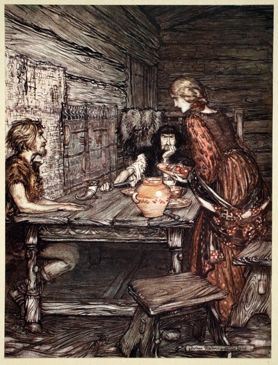Hunding Discovers the Likeness Between Siegmund and Sieglunde by Arthur Rackham