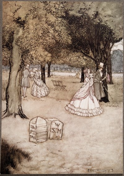 I think that quite the most touching sight in the Gardens is the two tombstones of Walter Stephen Matthews and Phoebe Phelps, from Peter Pan in Kensington Gardens by J.M. Barrie, pub. 1906 by Arthur Rackham