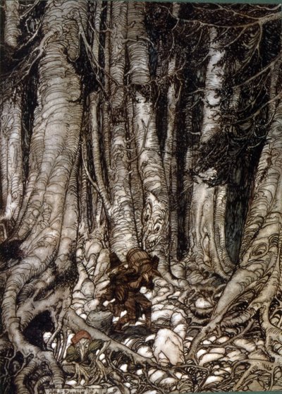 Illustration by Arthur Rakham of Rip Van Winkle, a short story by the American author Washington Irving first published in 1819 by Arthur Rackham