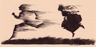 It was just as if the wind had whistled by. Illustration by Arthur Rackham from Grimm
