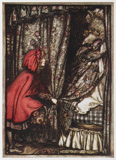 Little Red Riding and the Wolf Dressed as Her Grandmother by Arthur Rackham
