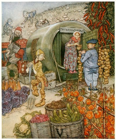 Mr and Mrs Vinegar at Home, Frontispiece from English Fairy Tales by Arthur Rackham