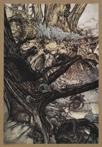 Never harm, nor spell, nor charm, come our lovely lady nigh. A scene from 