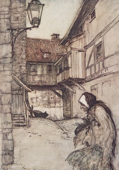 Once there was a poor old woman who lived in a village by Arthur Rackham