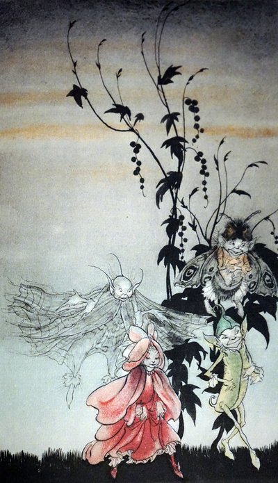 Peaseblossom, Cobweb, Moth, Mustardseed, the fairies who attended Titania in A Midsummer Night