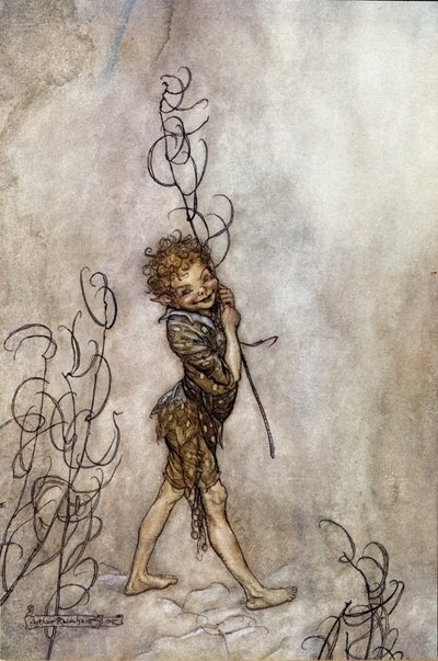Puck character of the play. Illustration for A Midsummer Night