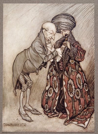 Shook his bald head and murmured, Cold, quite cold, from Peter Pan in Kensington Gardens by J.M. Barrie, pub. 1906 by Arthur Rackham