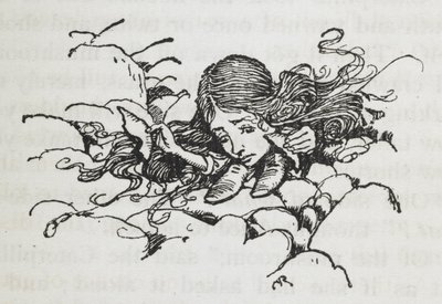 Shrunken Alice after eating some of the Caterpillar