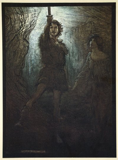 Siegmund the Walsung Thou Does See! As Bride Gift He Brings Thee His Sword, 1910 by Arthur Rackham
