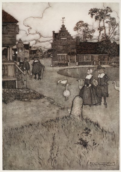 Some of the Houses of the Original Settlers, from Rip Van Winkle by Washington Irving, pub. 1910 by Arthur Rackham