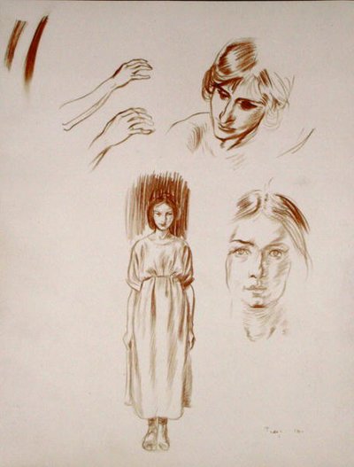 Studies of a Woman, of Faces and of Hands by Arthur Rackham