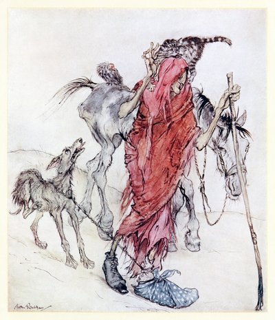 The Hag of the Mill was a bony, thin pole of a hag with odd feet. from Mongan