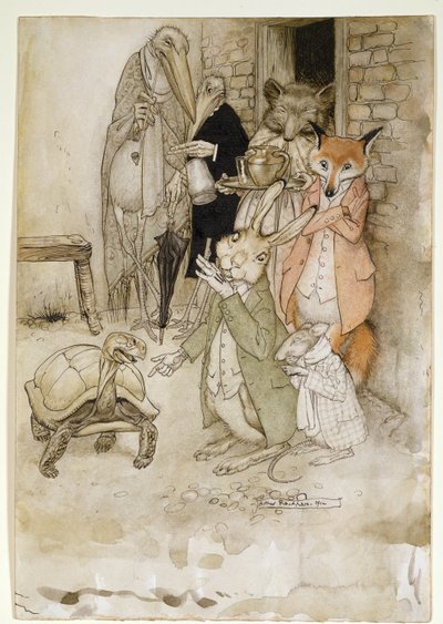 The Hare and the Tortoise, illustration from Aesops Fables, pub. by Heinemann, 1912 by Arthur Rackham