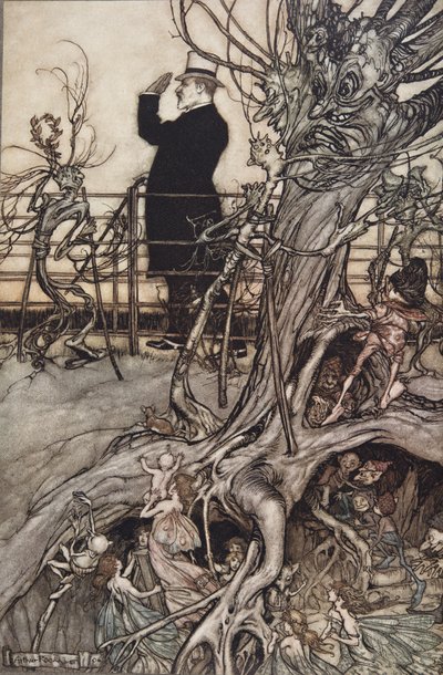 The Kensington Gardens are in London, where the King lives, from Peter Pan in Kensington Gardens by J M Barrie by Arthur Rackham