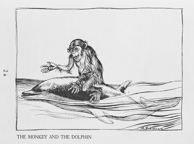 The Monkey and the Dolphin, illustration from Aesops Fables, published by Heinemann, 1912 by Arthur Rackham