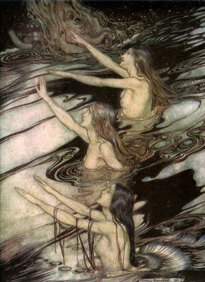 The Rhine Maidens, from Siegfried and The Twilight of the Gods by Richard Wagner by Arthur Rackham