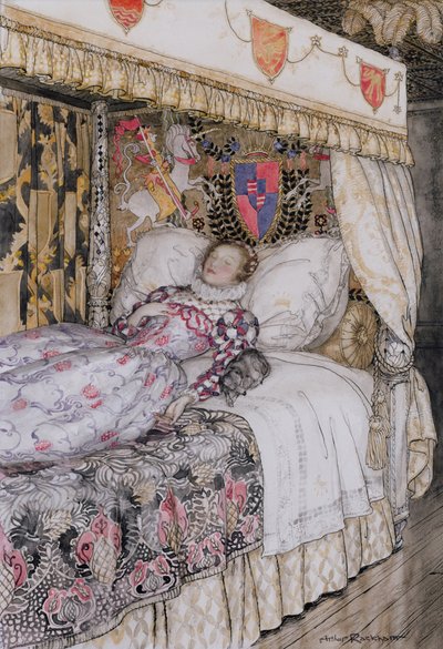 The Sleeping Princess, illustration for The Allies Fairy Book, Heinemann, 1916 by Arthur Rackham