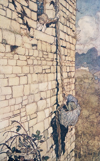 The Witch Climbed Up, from The Fairy Tales of the Brothers Grimm, pub. 1909 by Arthur Rackham