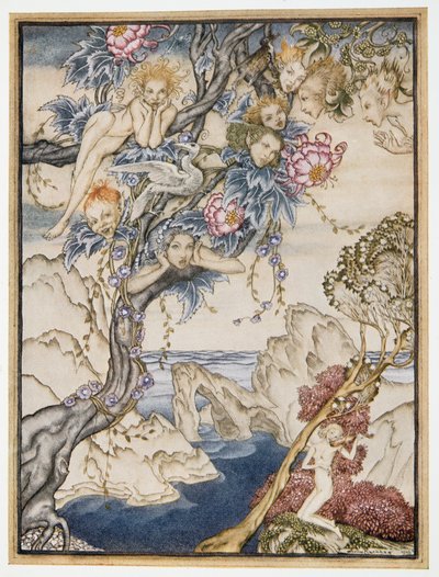 The isle is full of noises, sounds and sweet airs, that give delight and hurt not, illustration from William Shakespeare