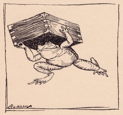 The little one went and brought the box. Illustration by Arthur Rackham from Grimm