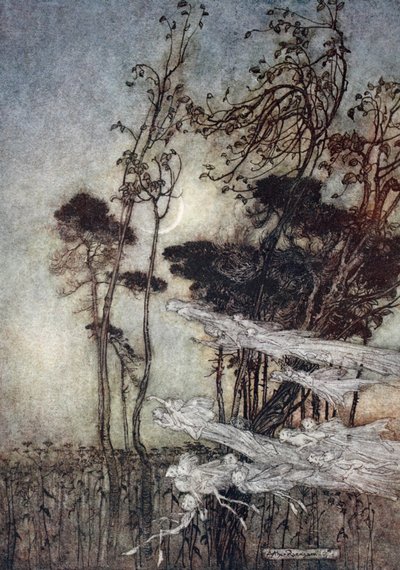 The moon, like to a silver bow New-bent in heaven, illustration from 