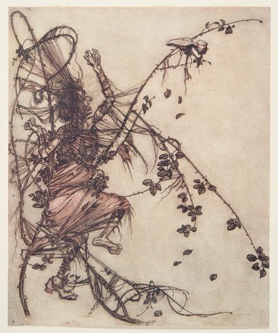 The quicker he played, the higher she had to jump by Arthur Rackham