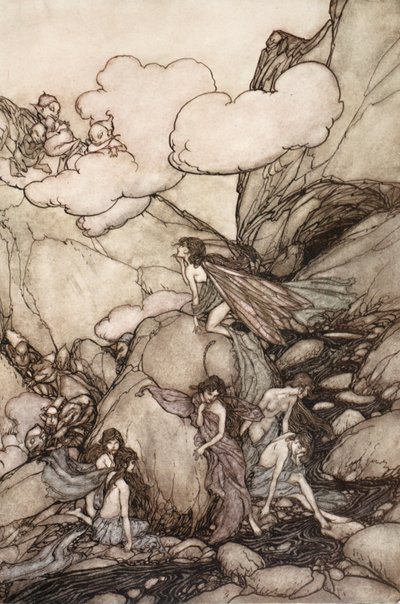 These fairy mountains, from Rip Van Winkle by Washington Irving, pub. 1910 by Arthur Rackham