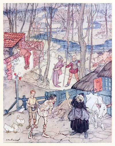They offered a cow for each leg of her cow, but she would not accept that offer unless Fiachna went bail for the payment. from Mongan