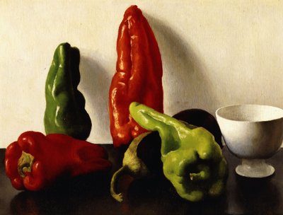 Still Life with Red and Green Peppers by Arthur Segal